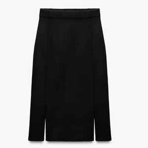 NWT Zara Knit midi skirt with slits. Dark Navy. Medium. Current Season.